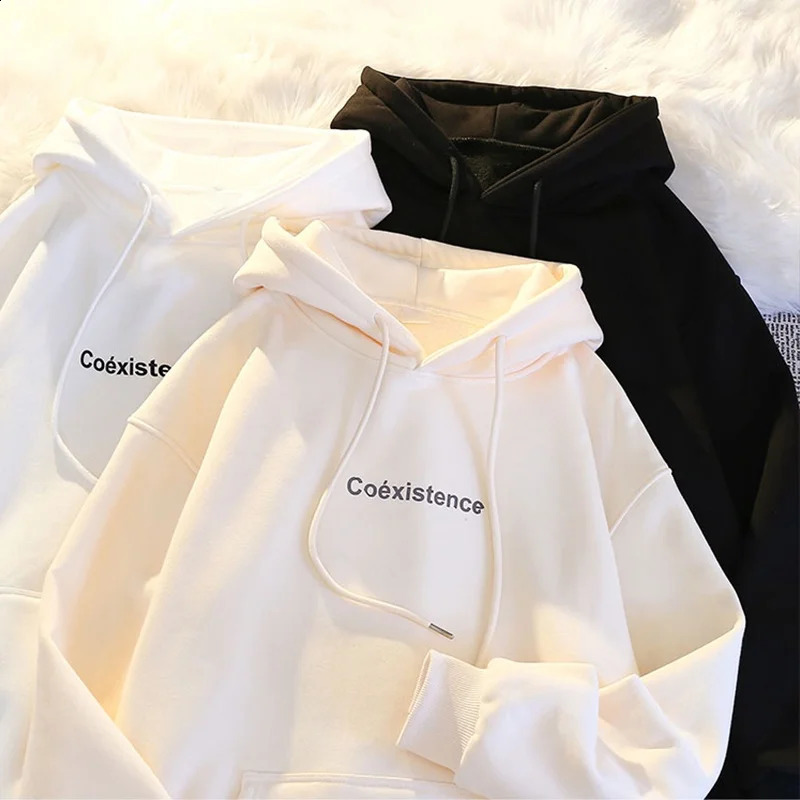 Hooded Jacket for Men and Women American College Style Alphabet Print Oversized Fashion Loose Long-Sleeve Sweatshirt Autumn 250106