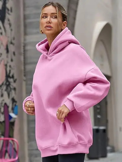 Winter Solid Color Hoodie Hip Hop Plush Hooded Sweatshirts Oversized Pullover Harajuku Casual Hoodies Tracksuit Women Sports Top 250106