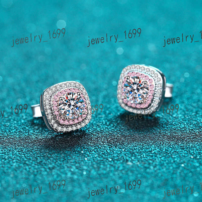 High quality exquisite jewelry wholesale S925 sterling silver Stud earrings plated two-color 1CT moissanite earrings for women