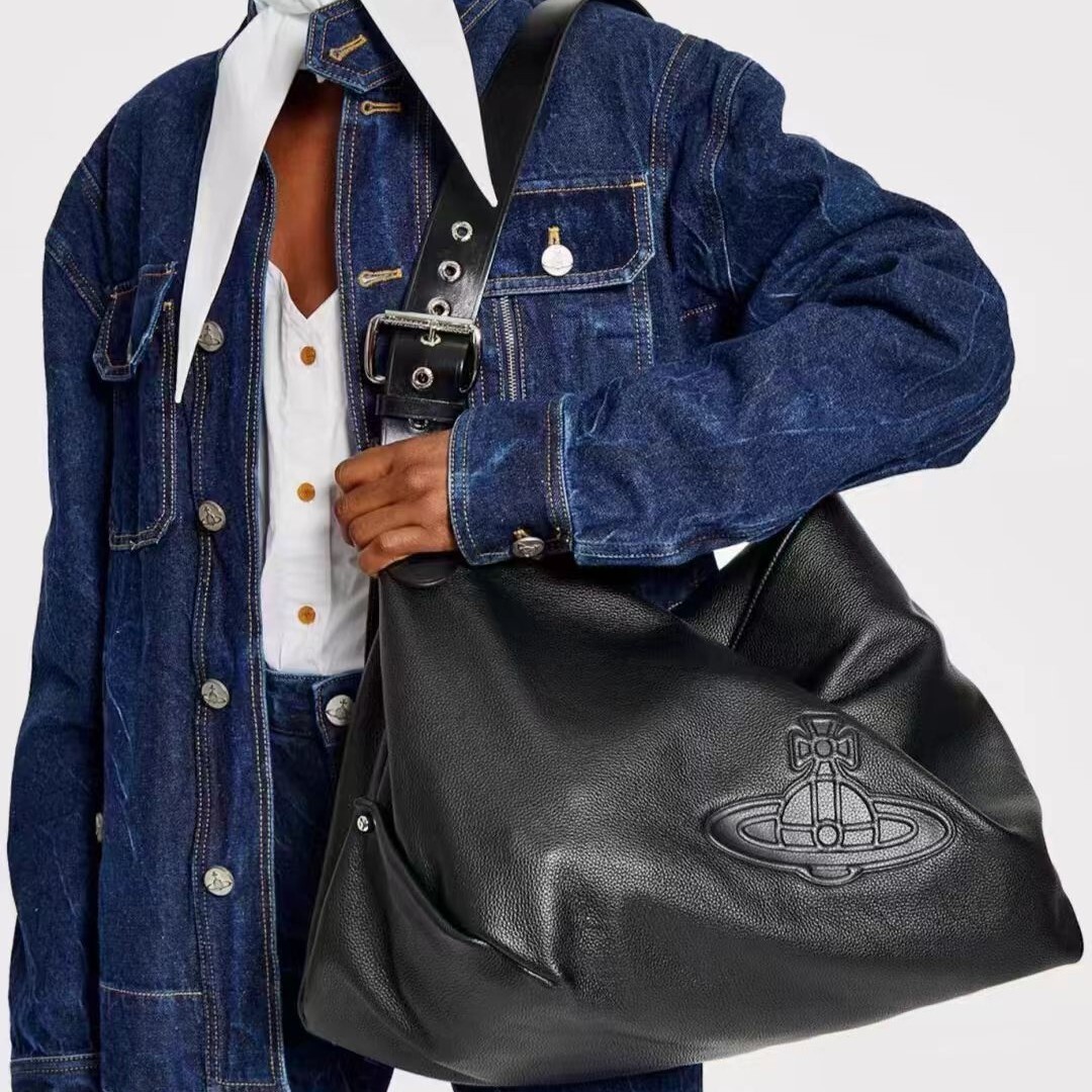 Bag 2024 New Queen Mother Saturn Litchi Pattern Tote Hobo Large Capacity Handheld Underarm Versatile Shoulder Bag