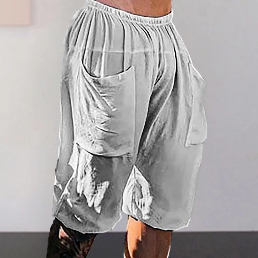 Fashion Summer Mens Linen Shorts Men Cotton Beach Short Wild Leisure Loose Solid Cargo for Sweatshorts 250103