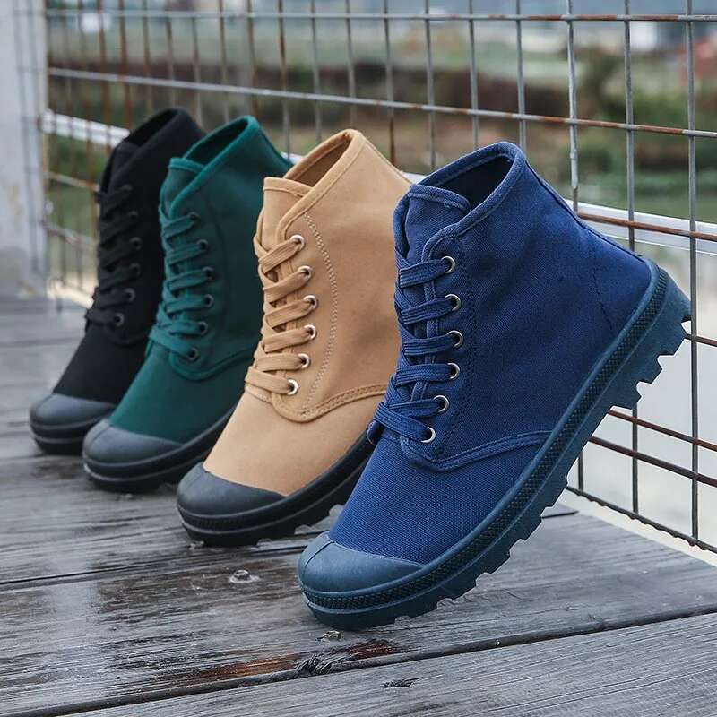 Tongue one-piece high-top boots anti-collision outdoor mountaineering leisure sports men's canvas shoes M011