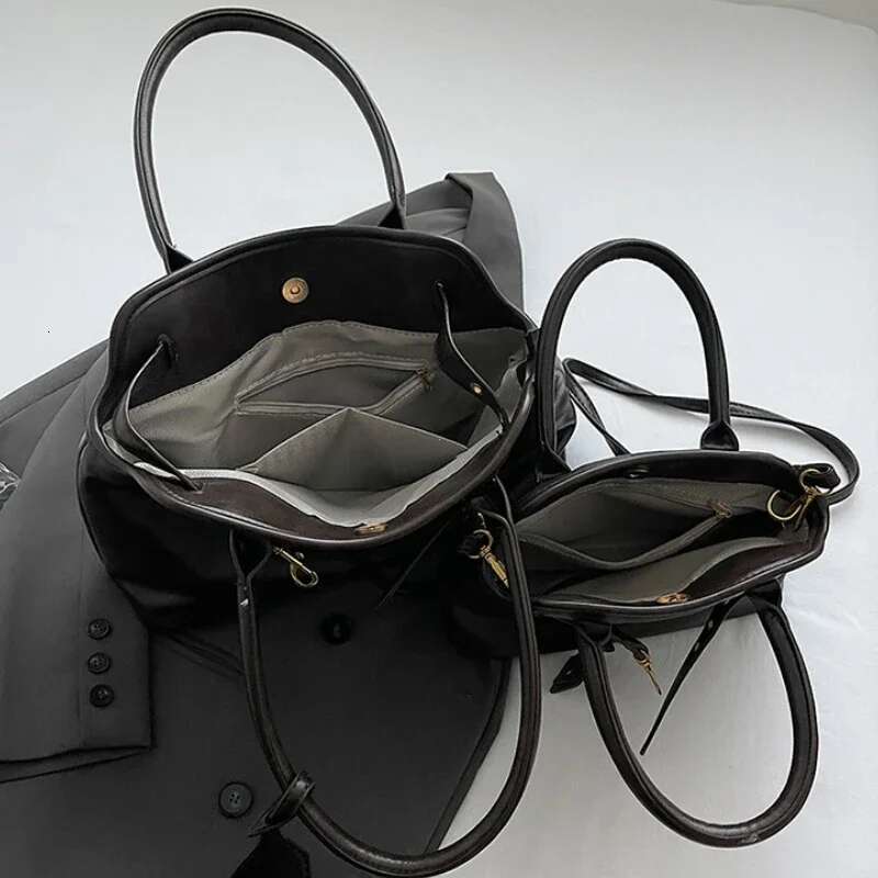 PU Leather Retro Tote Bag For Women Winter Trend New Fashion Y2k Lady Travel Shoulder Crossbody Bags Handbags