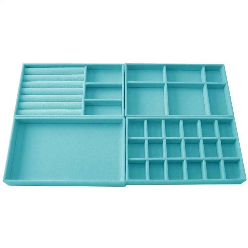 4pcs s Fashion Portable Velvet Jewelry Ring Jewelry Display Organizer Box Tray Holder Earring Jewelry Storage 250106