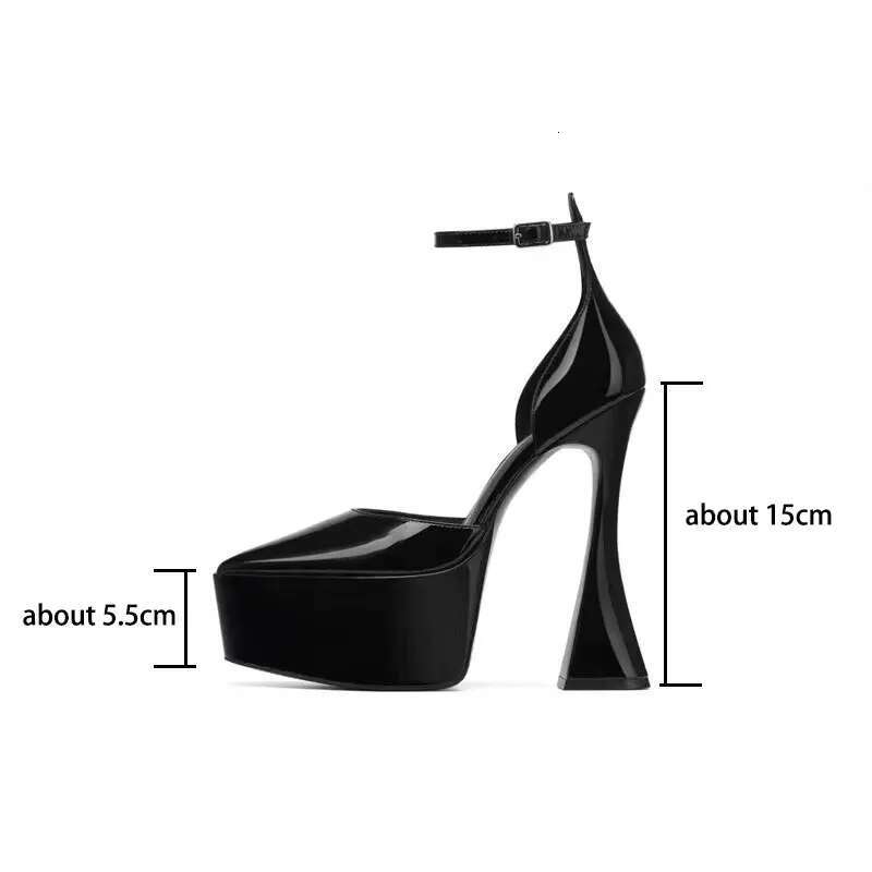 Women's Super High Heels, Fashionable Thick Soled Party Shoes, Black, Spring And Summer Novelty