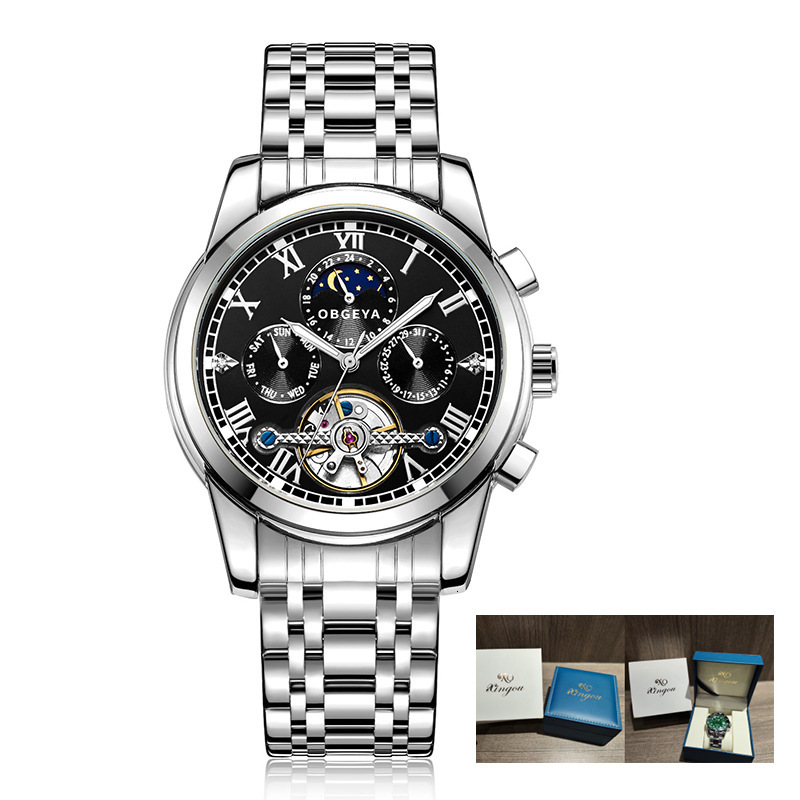 Fashionable Business Men's Watch with Moon Phase, Night Glow, and Waterproof Features