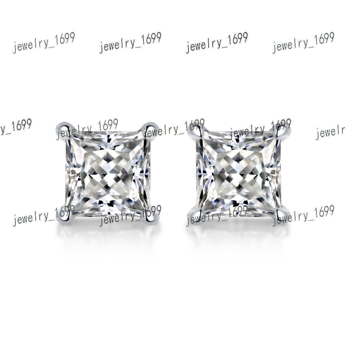 S925 Sterling Silver Moissanite Earrings for Women Classic Simple Fashion Plating 18K White Gold Stud Earrings Jewelry Wholesale
