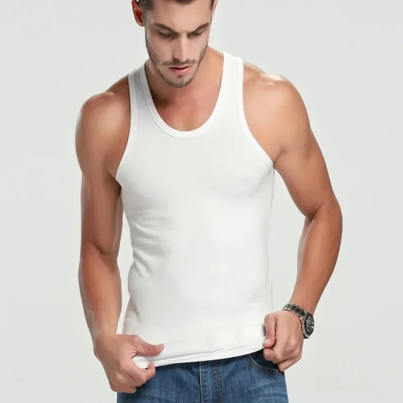 3-piece Cotton Thin MEN'S Tight Vest Young Boys Sports Casual Vest Joker Sleeveless Vest for Middle-aged and Elderly Men.
