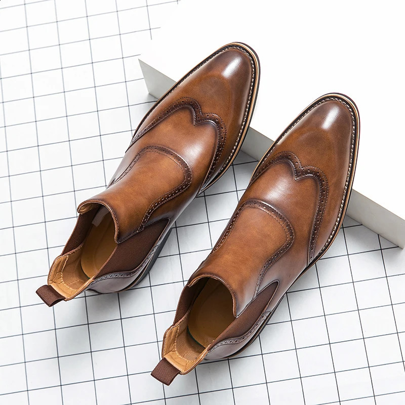 Classic British Style Mens Ankle Boots Business Casual Short Boots Winter Mens High Top Shoes Fashionable Styles 250106