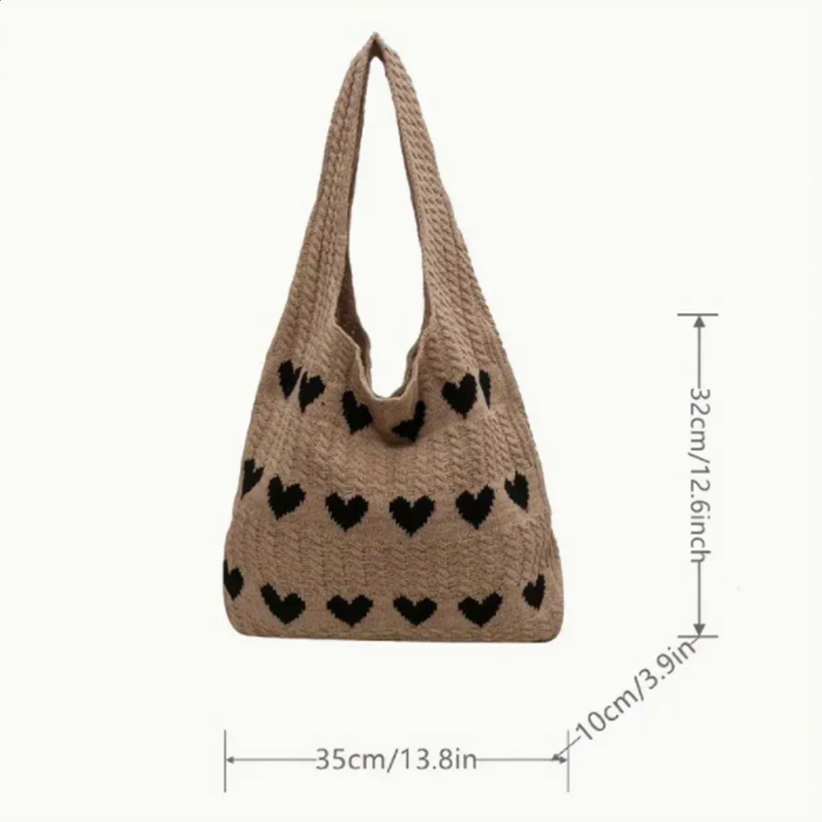 Khaki fashion knitted bag woven love womens small fresh highgrade exquisite wool hand bill shoulder 1 pack 250107