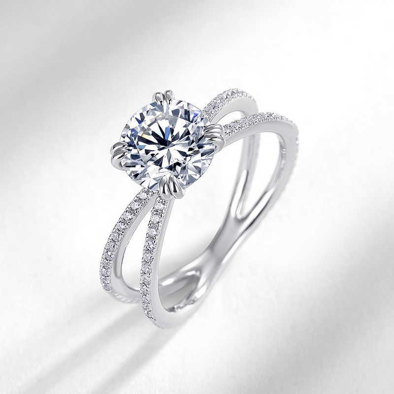 Jewelry Certificate Diamond Moissanite Ring 1ct Round Shape Gemstone For Women Wedding 925 Sterling Silver Fashion Fine Jewelry