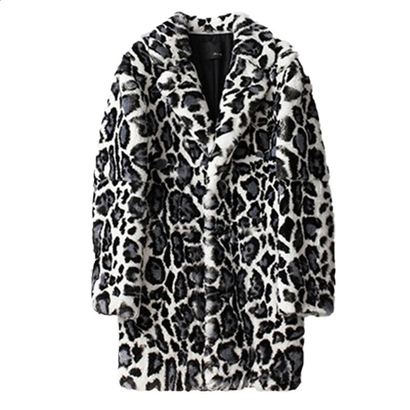 LUZHEN Autumn Fur Coat Leopard Print n Original High End Temperament Medium Long Tops Male LZ8123 250107