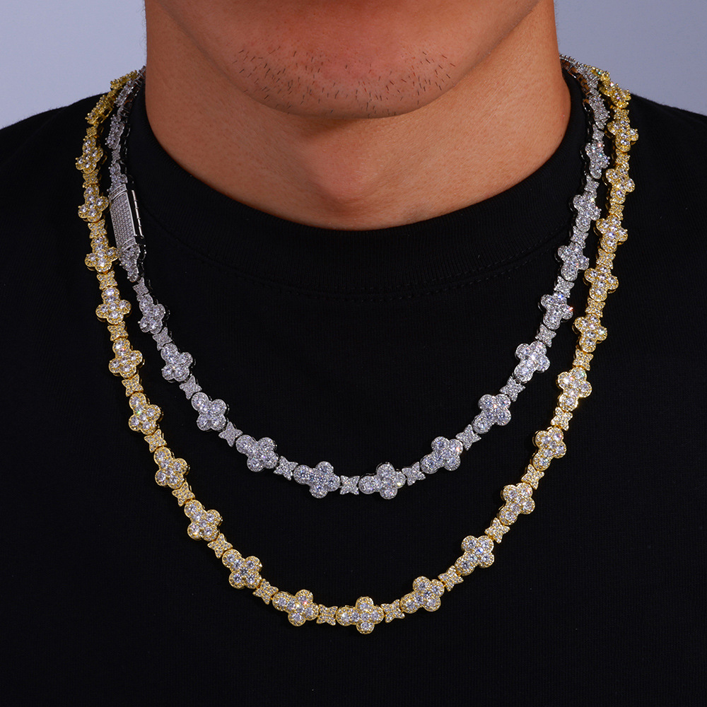 10mm Hip Hop Star Cross Cuban Link Chain Necklace Bracelets 5A CZ Real Gold plated Jewelry