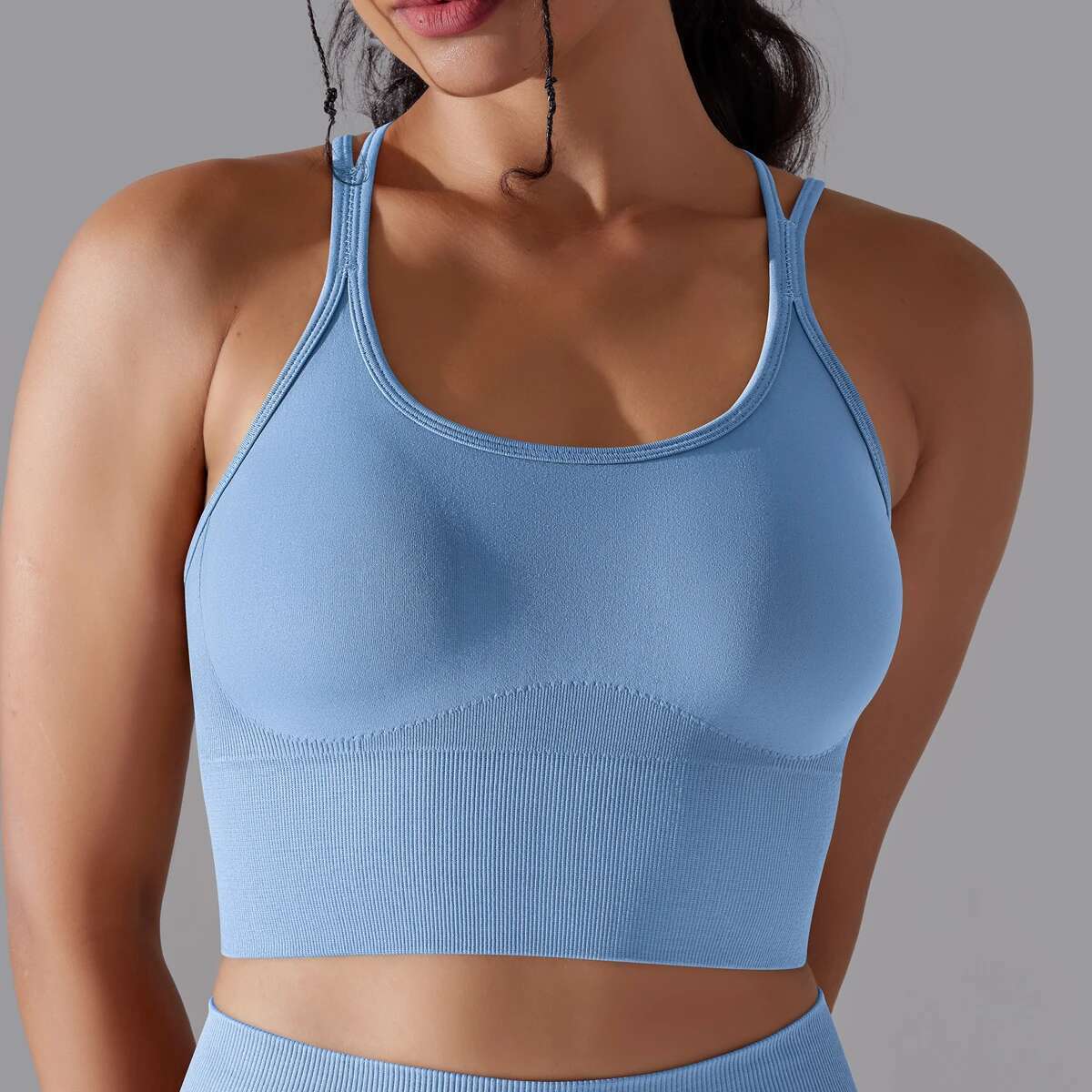 Crossover Back Underwear Solid Color Sports Bras Shockproof Gathering High Strength Vest Fiess Bra For Women