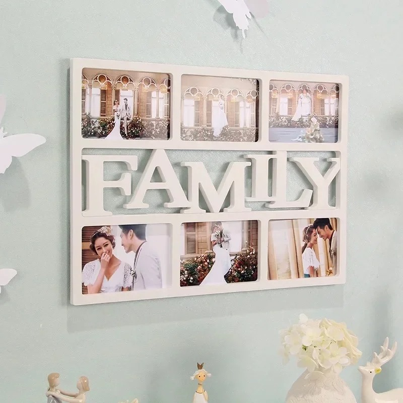 3Pcs Love Heart Framed 6 in One Wall Picture Frames Family Collage Newborn with Box Photo Frame H260306
