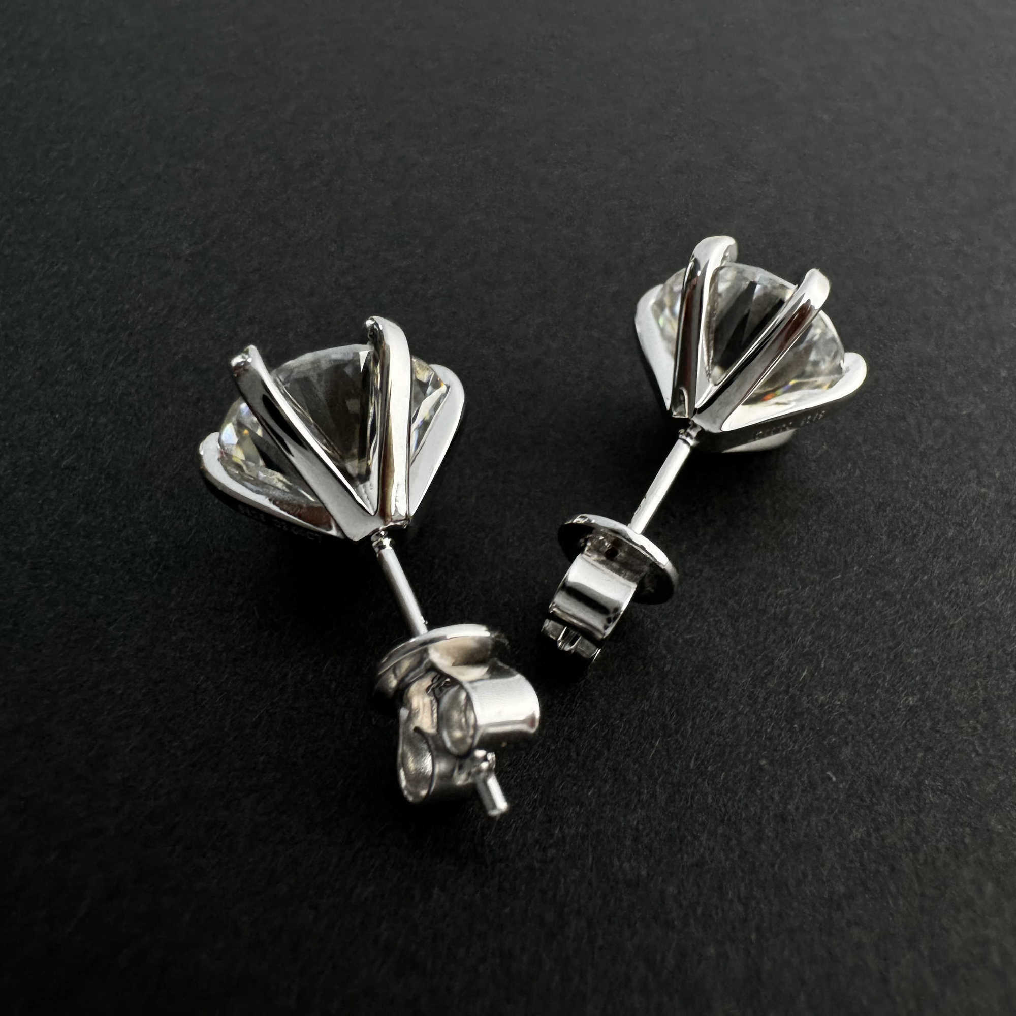 round Shape Moissanite Earrings for Women Custom White Gold Plated Sterling Silver Elegant Chic Accessory