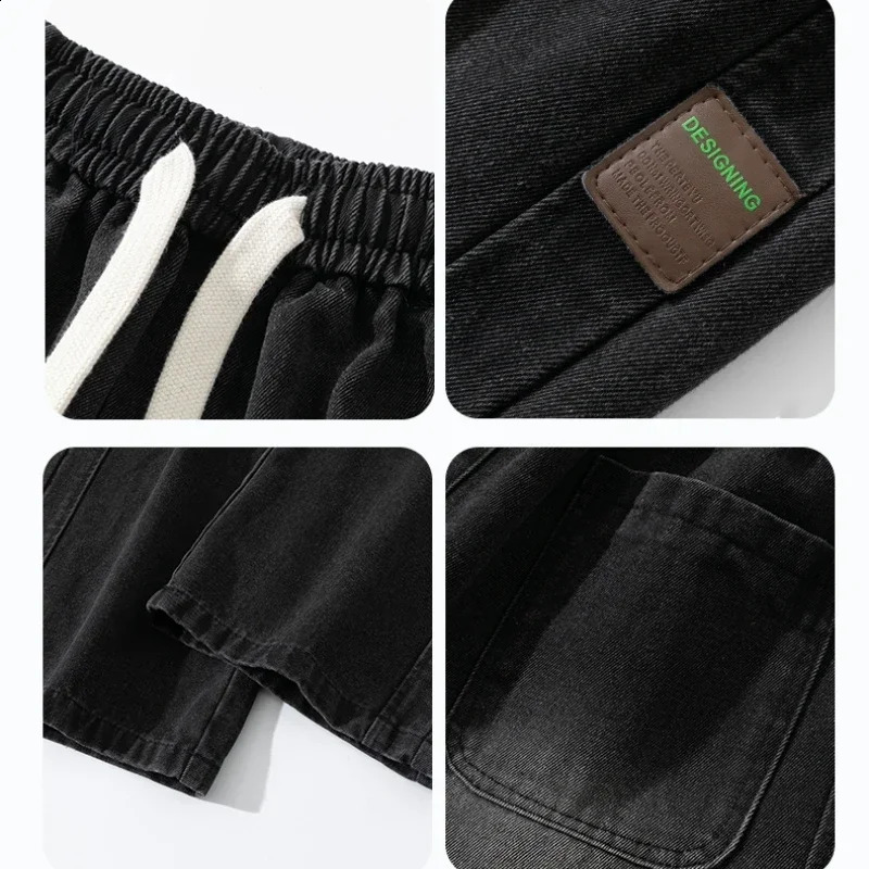 Autumn Wide Leg Washing Jean Pants Men Trousers Neutral Solid Color Loose Casual Straight Outdoor Fashion Big Size 8xl 250110