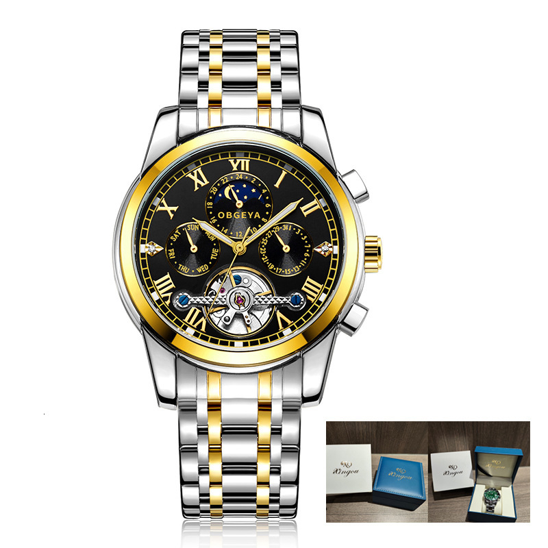 Fashionable Business Men's Watch with Moon Phase, Night Glow, and Waterproof Features