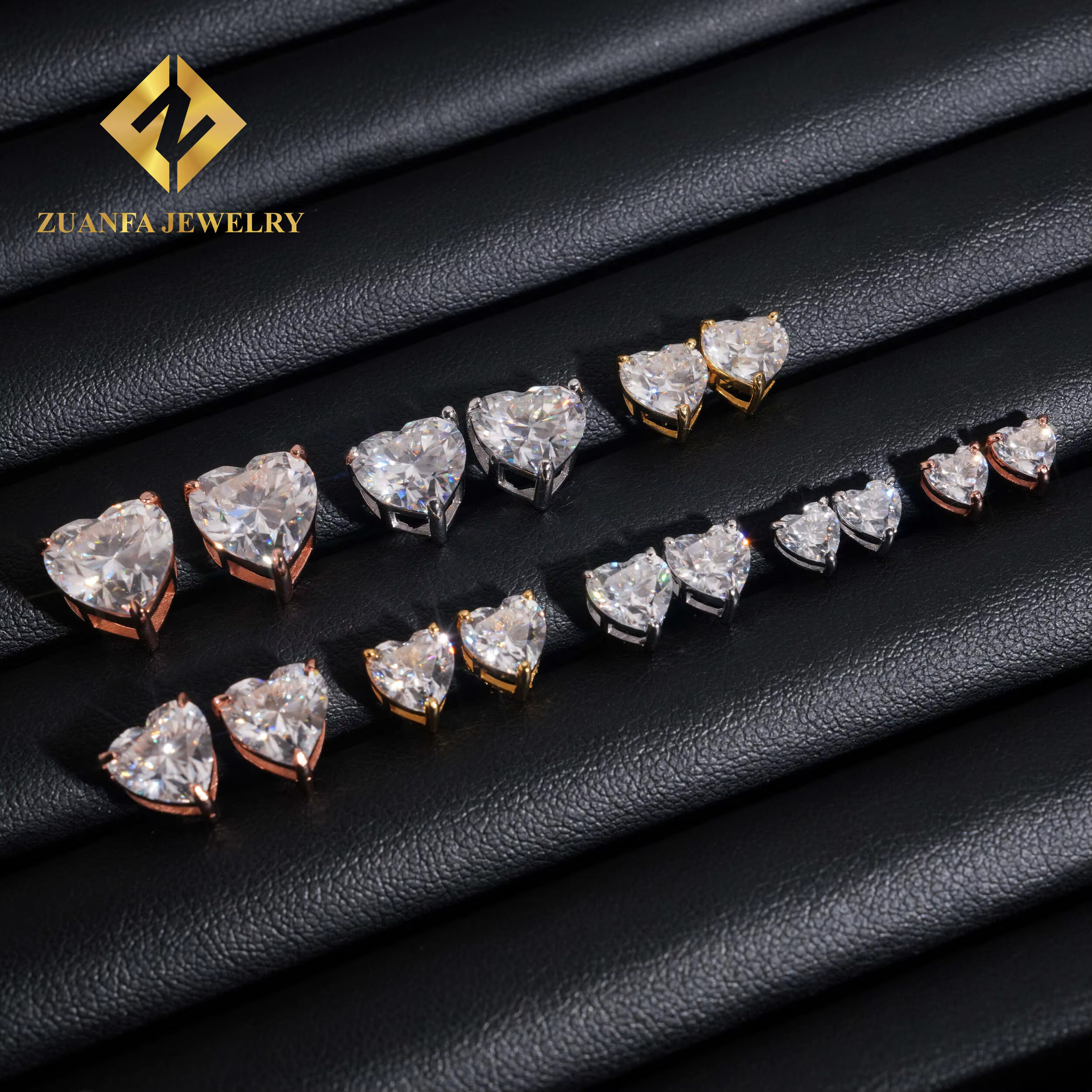 Pass Dia Tester Solid Sier D Color VVS Heart Shape Moissanite Stud Men Women Earrings Daily Wear
