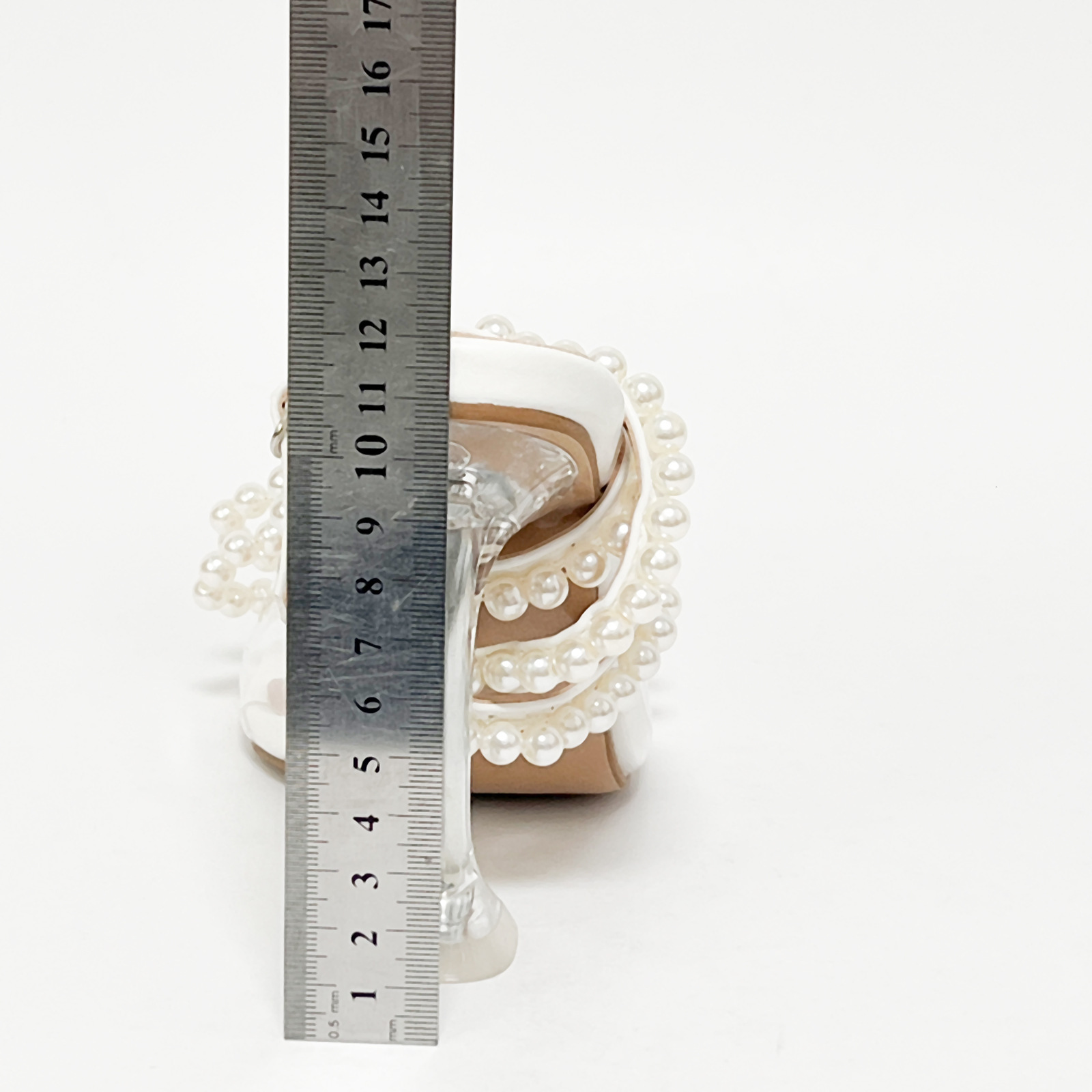 High Heeled Sandals, Bow Tie, Pearl Rhinestones, Transparent Women's High Heels