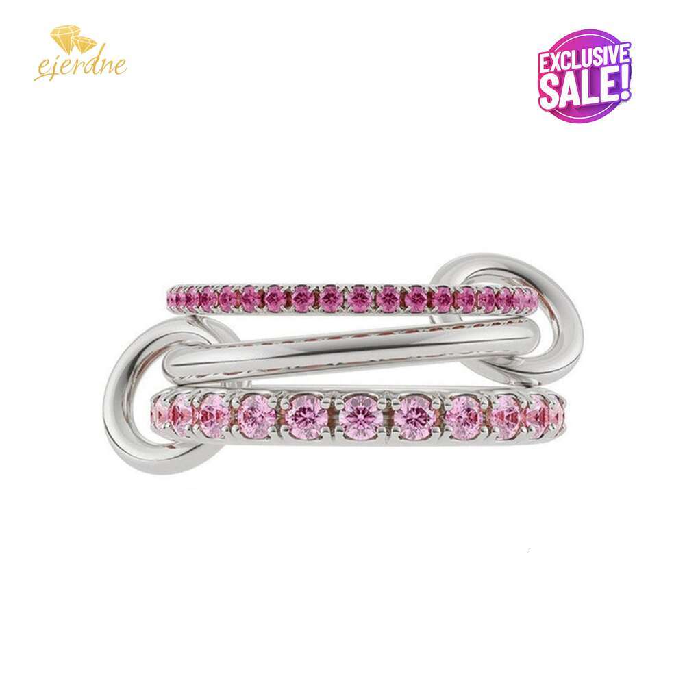 Link Rings for women Spinelli Kilcol sterling sier ring 18k yellow gold brand designer jewelry stacking ring pink Diamond Ring luxury ring