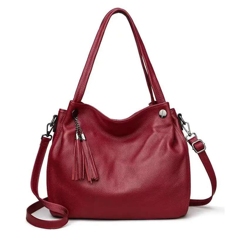 Genuine Women's Bag Tote Large Capacity Fashion Shoulder Crossbody Head Layer Cowhide Casual Soft Leather Handbag