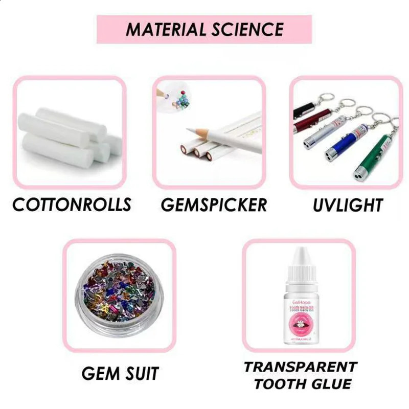 DIY Tooth Jewelry Kit Teeth Gems Kit with Glues Curing Light Firm Reliable Teeth Gemstone Crystal Tooth Ornaments Jewellery 250107