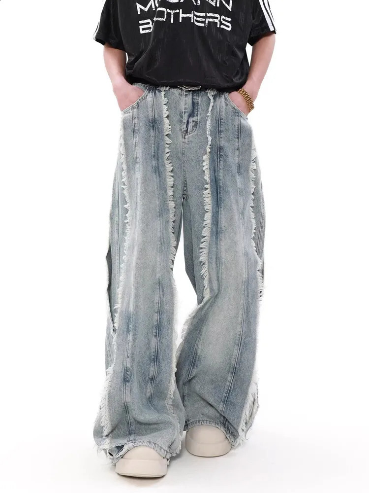 2024 Ropa Grunge Y2K Streetwear Washed Blue Baggy Stacked Jeans Pants Men Clothes Wide Leg Women Loose Denim Trousers 250109Z