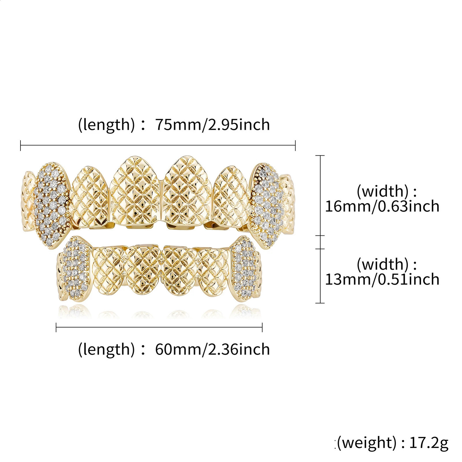 Hip Hop CZ Stones Teeth Caps Cubic Zircon Iced Out Micro Pave Top Bottom Charm Grills For Men Women Jewelry 250107