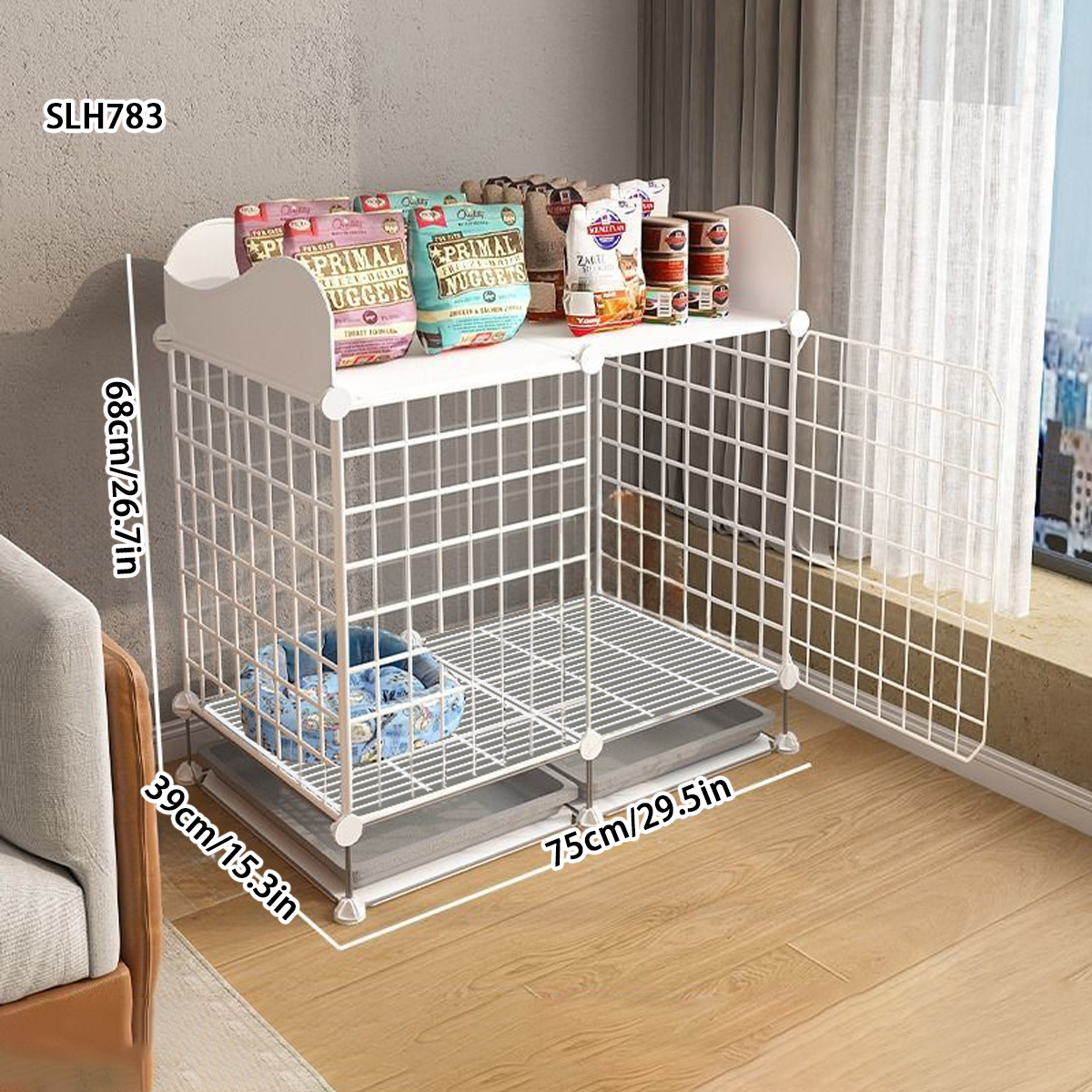 Indoor Medium Dog Kennel with Integrated Loo Area for Toy Breeds like Teddies & Cockers