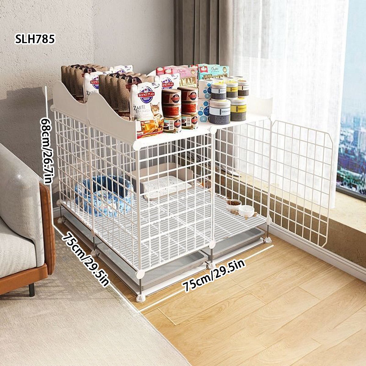 Indoor Medium Dog Kennel with Integrated Loo Area for Toy Breeds like Teddies & Cockers