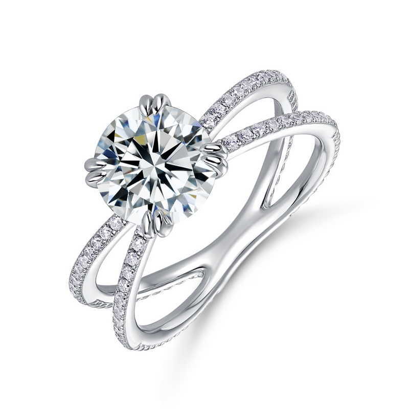 Jewelry Certificate Diamond Moissanite Ring 1ct Round Shape Gemstone For Women Wedding 925 Sterling Silver Fashion Fine Jewelry