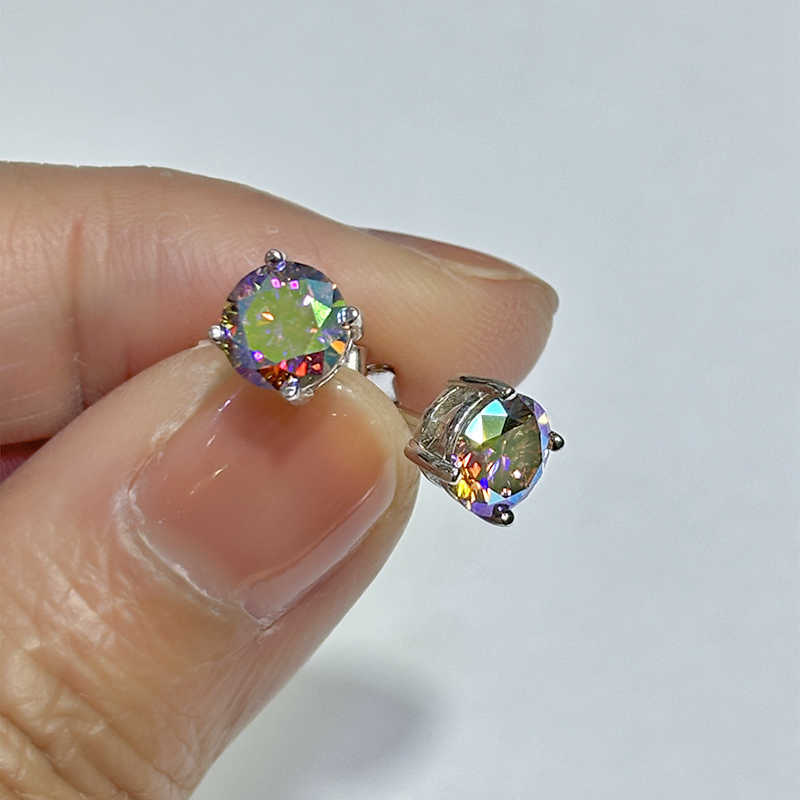 Pass Diamond Tester Moon Moissanite S925 Silver 1CT VVS D Color Diamond Hiphop Stud Earrings For Men Women