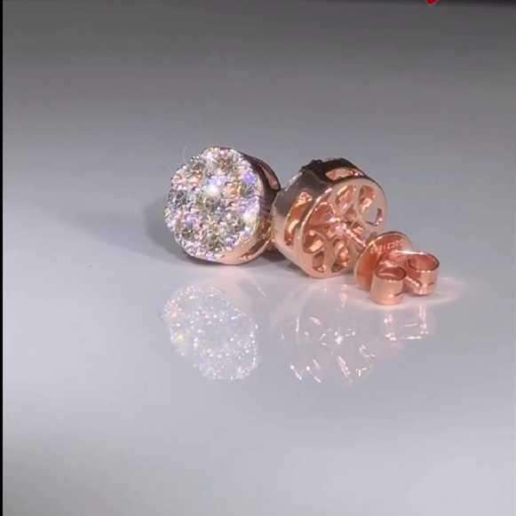 Hiphop Stud Earrings 5mm Iced Out VVS Moissanite Diamond Cluster Round Cut Custom Moissanite Earrings