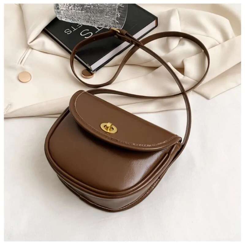 JIAERDI Vintage Brown Mini Women Retro Pu Leather Saddle Messenger Bag Purse Ladies Haruku Casual Crossbody Bags Aesthetic