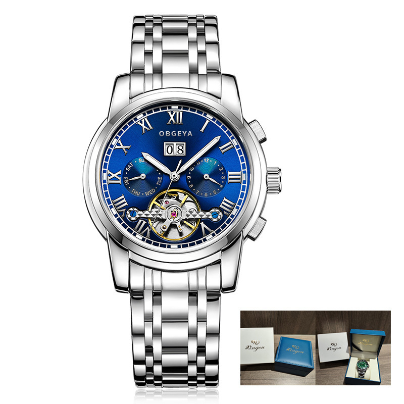 Men's Fashionable Waterproof Skeleton Automatic Mechanical Watch with Date Display
