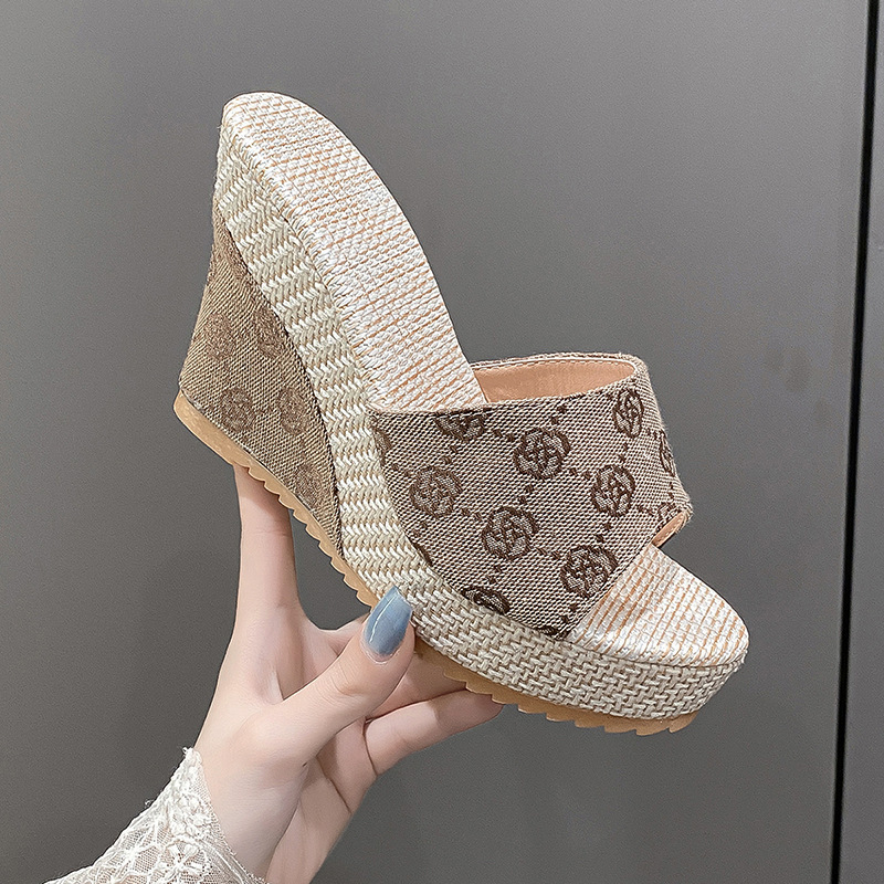 free shipping designer Sandals Simple and fashionable shoes women's summer vintage Wedge slipper zipper