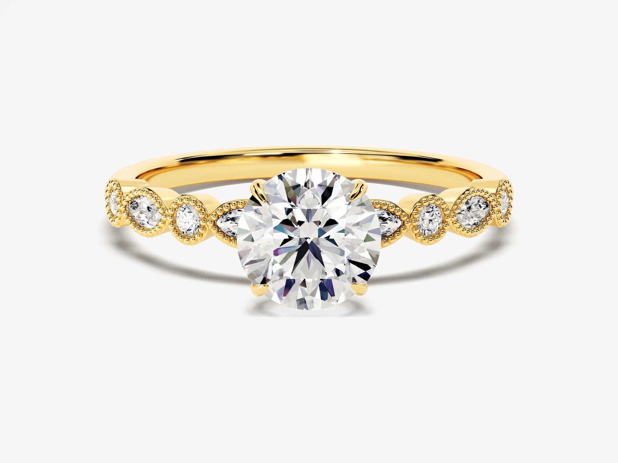 Engagement Ring 14k 18k Gold Vintage Promise Ring 1-2 CT Unique Lab Grown Diamond Ring