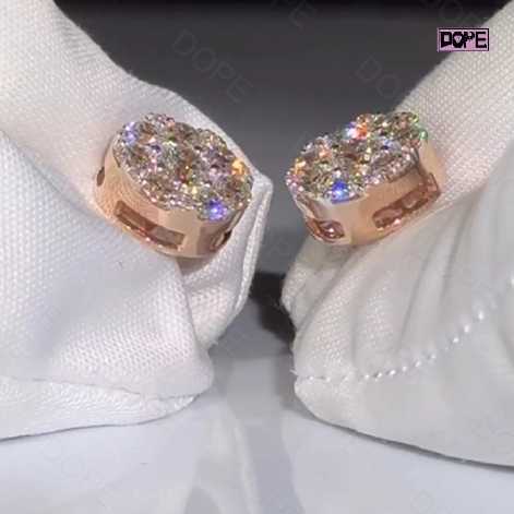 Hiphop Stud Earrings 5mm Iced Out VVS Moissanite Diamond Cluster Round Cut Custom Moissanite Earrings