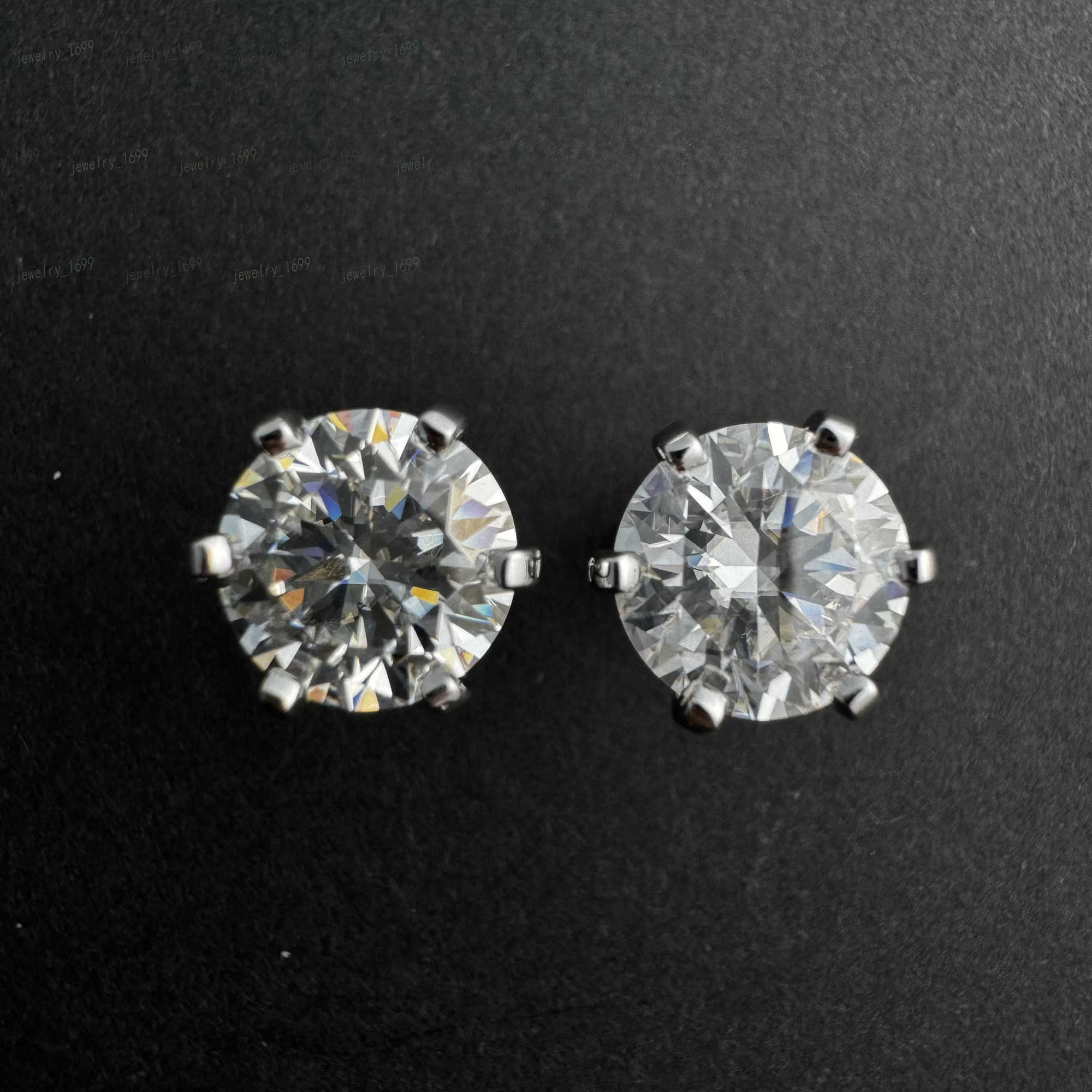 round Shape Moissanite Earrings for Women Custom White Gold Plated Sterling Silver Elegant Chic Accessory