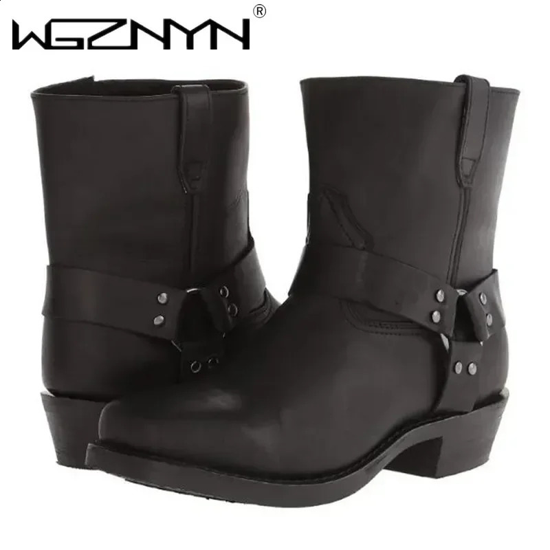 2025 Outdoors Men Western Boots Vintage Cowboy Boots Male Lightweight Comfort Knight Boots Autumn Winter Shoes Large Size 48 250106