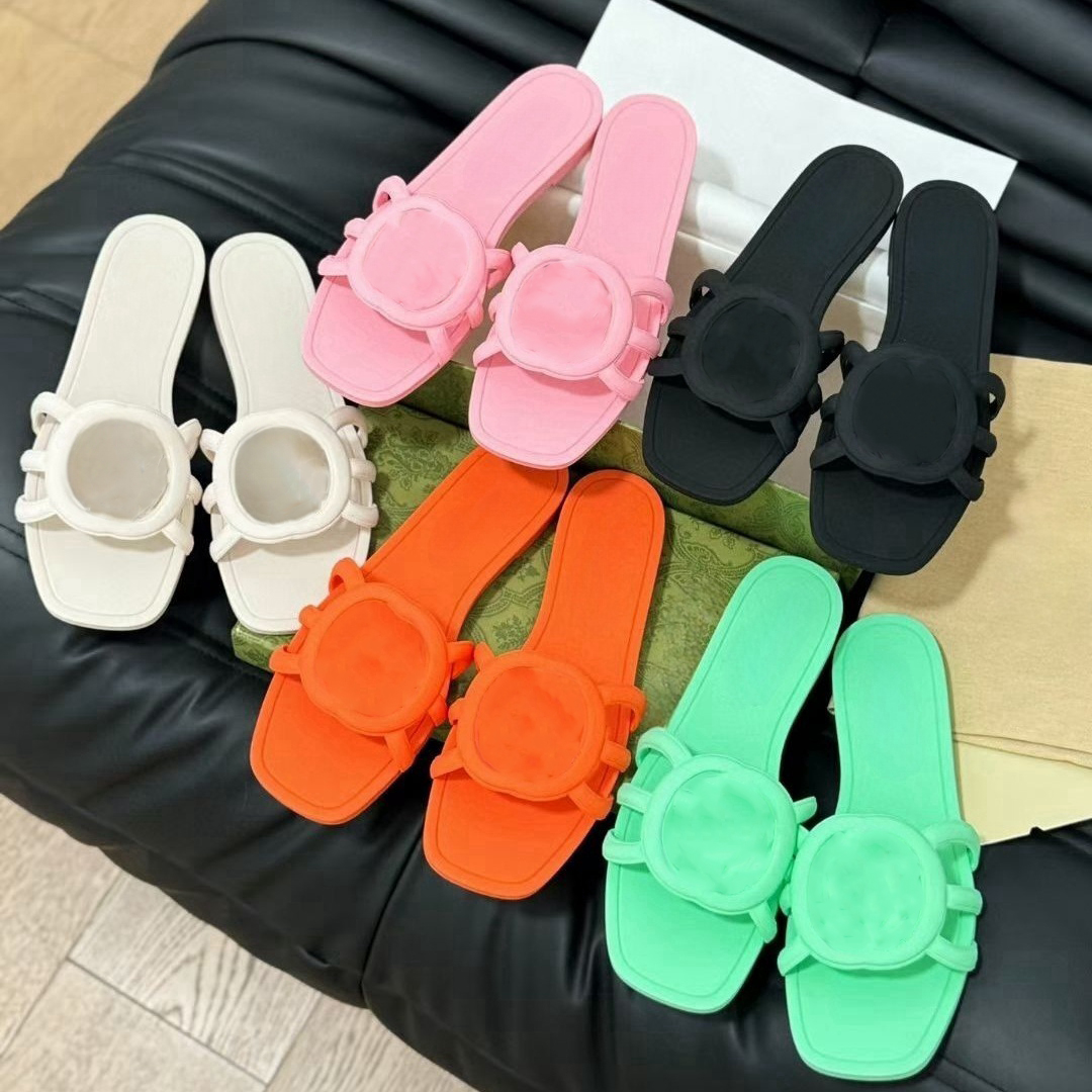 designer slippers Womens sandals Plateforme designer sandals women shoes sparkly designer slides black pink white Rubber Jelly flip flop Summer beach slipper