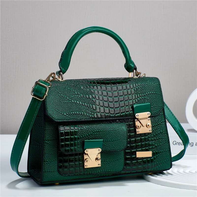Women's 2023 Popular Crossbody Bags High Quality Handbag Crocodile Pattern PU Retro Single-Shoulder Bag Commuter Storage Satchel