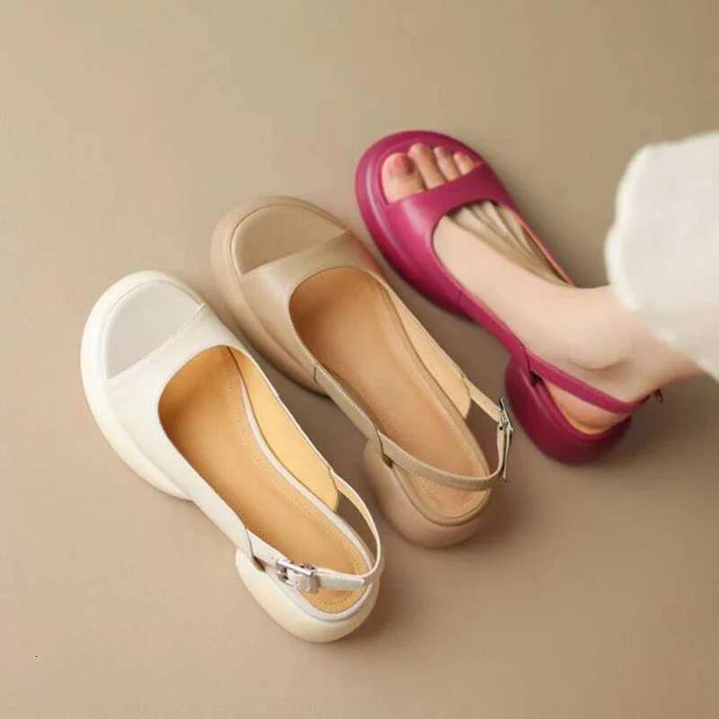 2024 Summer New Women's Leather PU Platform Casual Sandals Ladies Gladiator Open Toe Beach Shoes Woman Shallow Roman Sandalias