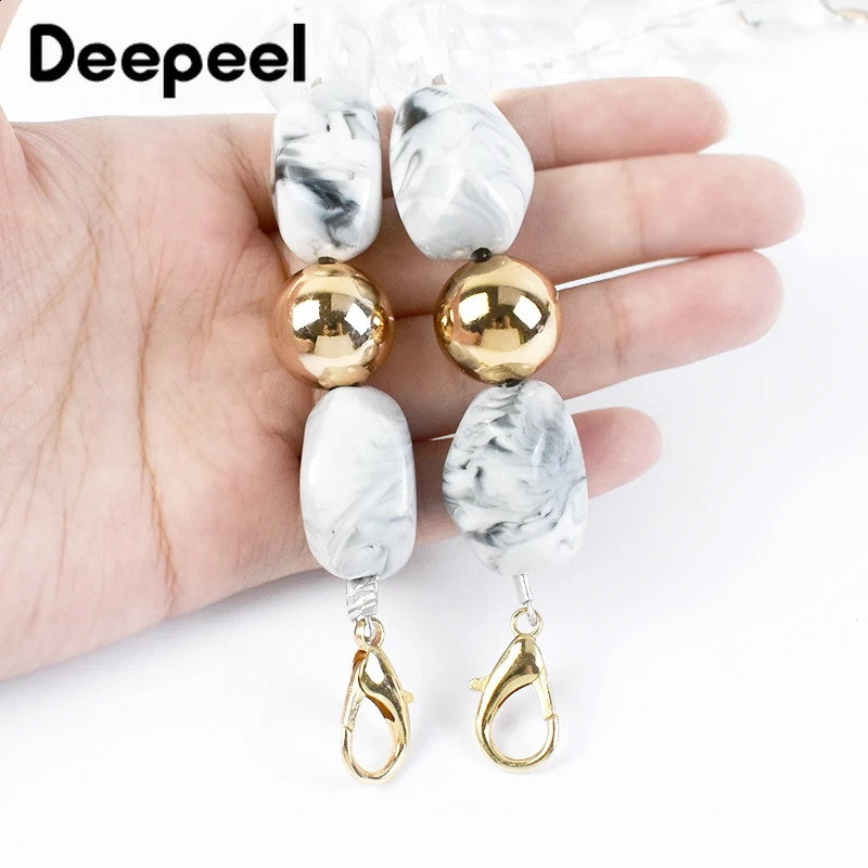 Deepeel 43-46cm Retro Acrylic Handbag Shoulder Strap Pearl Resin Stone Chain Lower Arm Bag Replacement Handle DIY Accessories 250109
