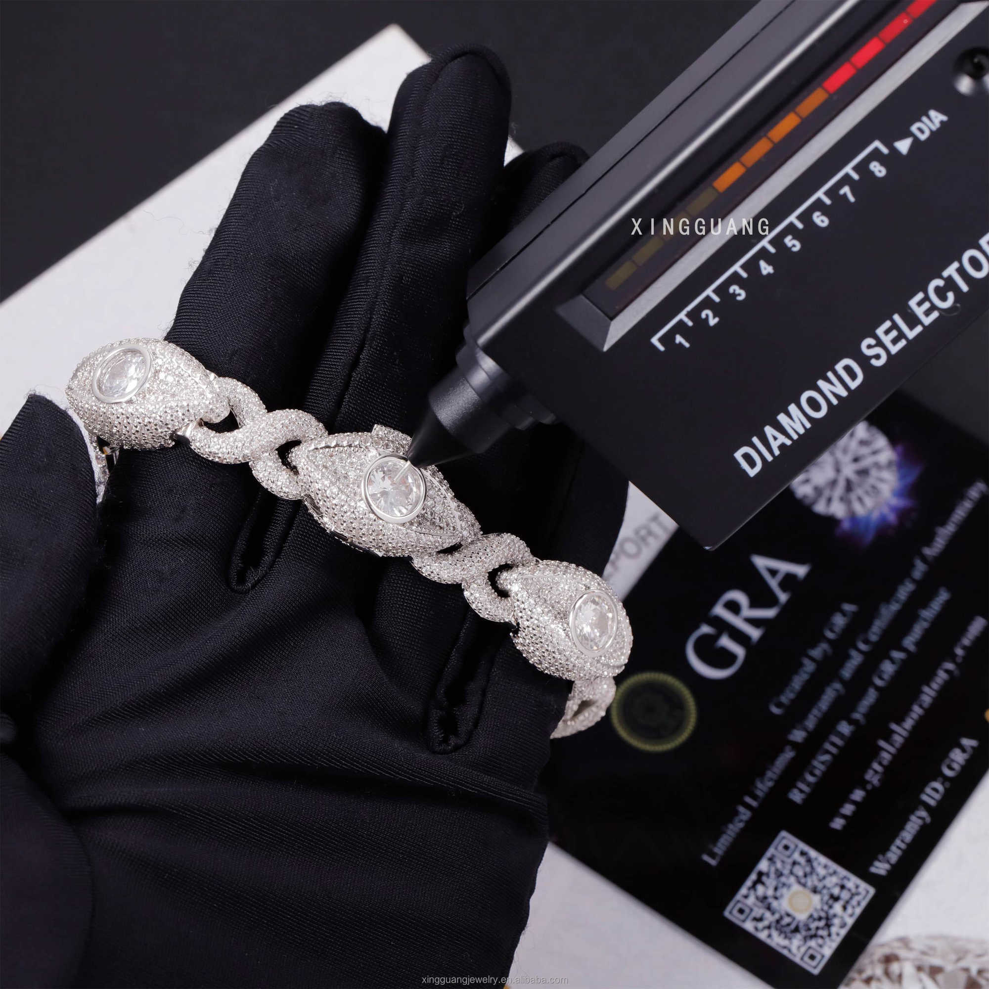 Hip hop Evil Eye Bracelet S925 Silver Gold Plated VVS Moissanite Diamond Mens Bracelet with GRA Certificate