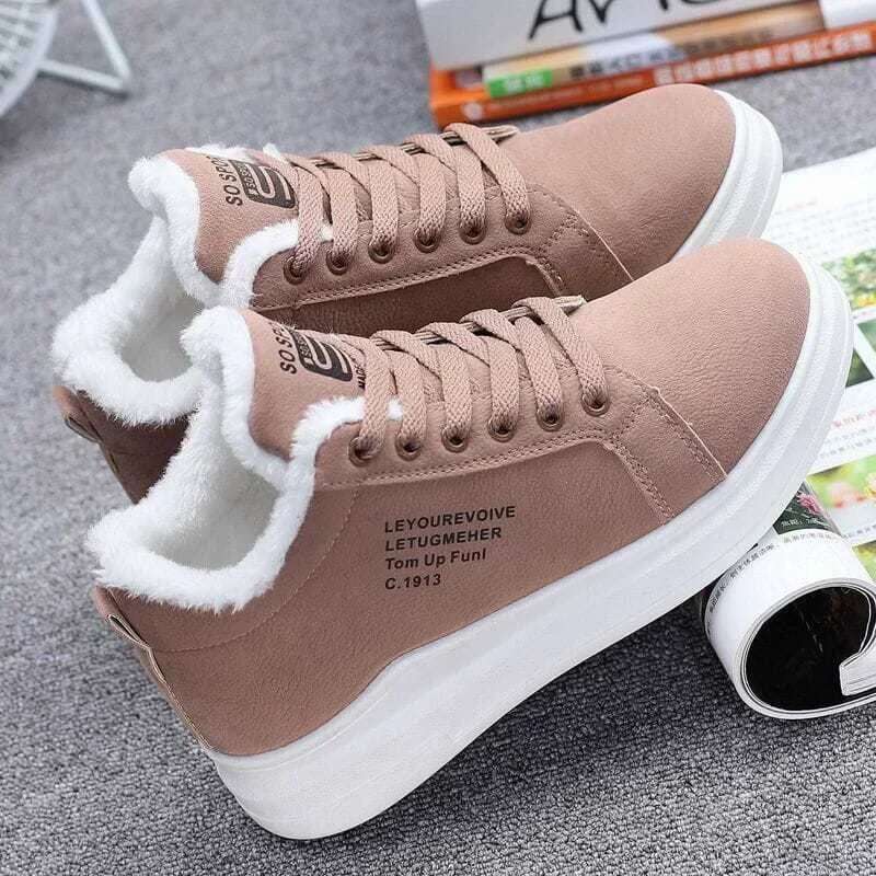 Women's Winter Women Warm Fur Plush Lady Casual Lace Up Platform Shoes Fashion Sneakers Atos De Mujer