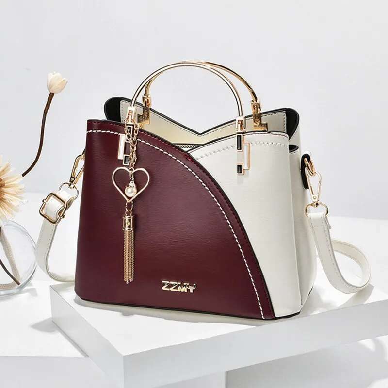Women's Patchwork Bag Large Capacity Shoulder Pu Leather Handbag Ladies Bags Purses And Handbags