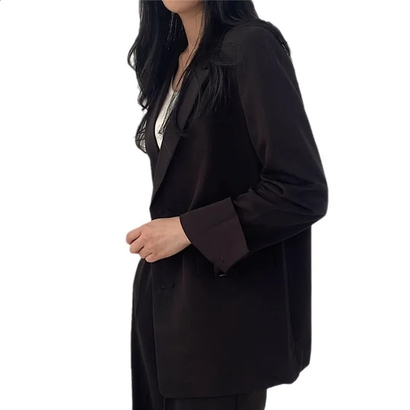 Womens Elegant British Style Casual Wide Leg Trousers 2Piece Suit Jacket Matching Set Plus Size Blazer and Suits 250106