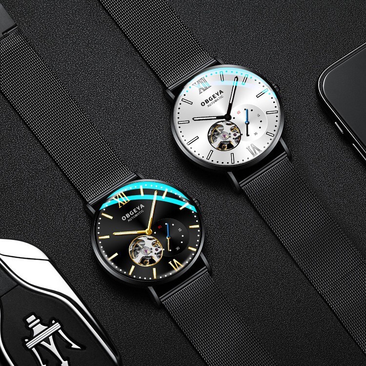 Elegant Men's Ultra-Thin Mechanical Watch with Waterproof Feature